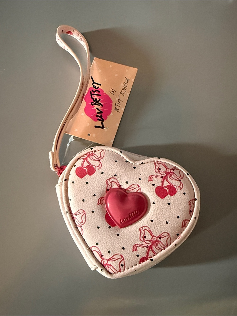 Betsey Johnson Pink & Red Heart Wristlet Mini Bag